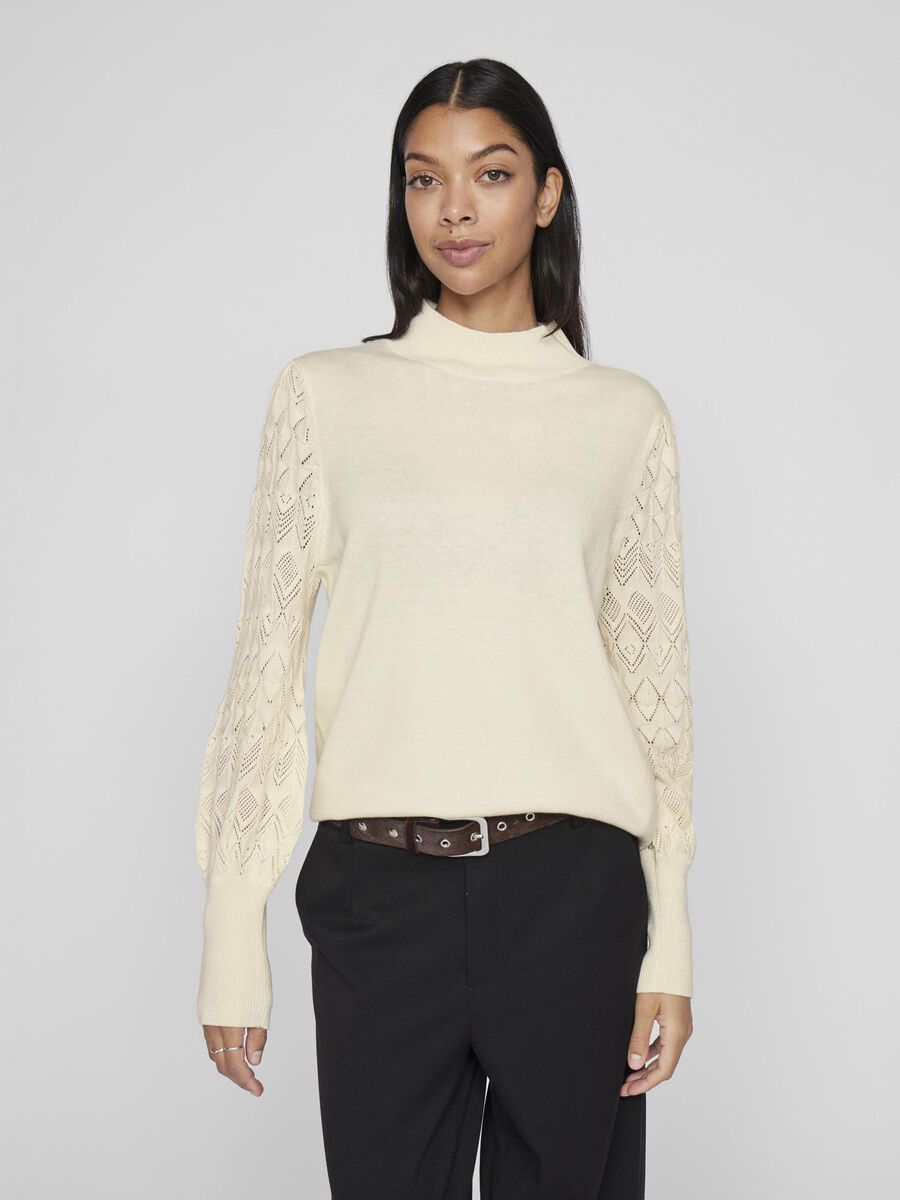 VILA HIGH NECK KNITTED PULLOVER, Sugar Swizzle, highres - 14109865_SugarSwizzle_003.jpg