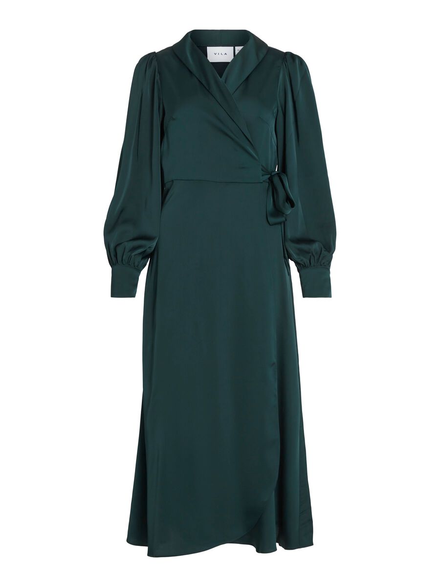 Carousel image - MIDI MET LANGE MOUWEN JURK MET V-HALS, Scarab | 6