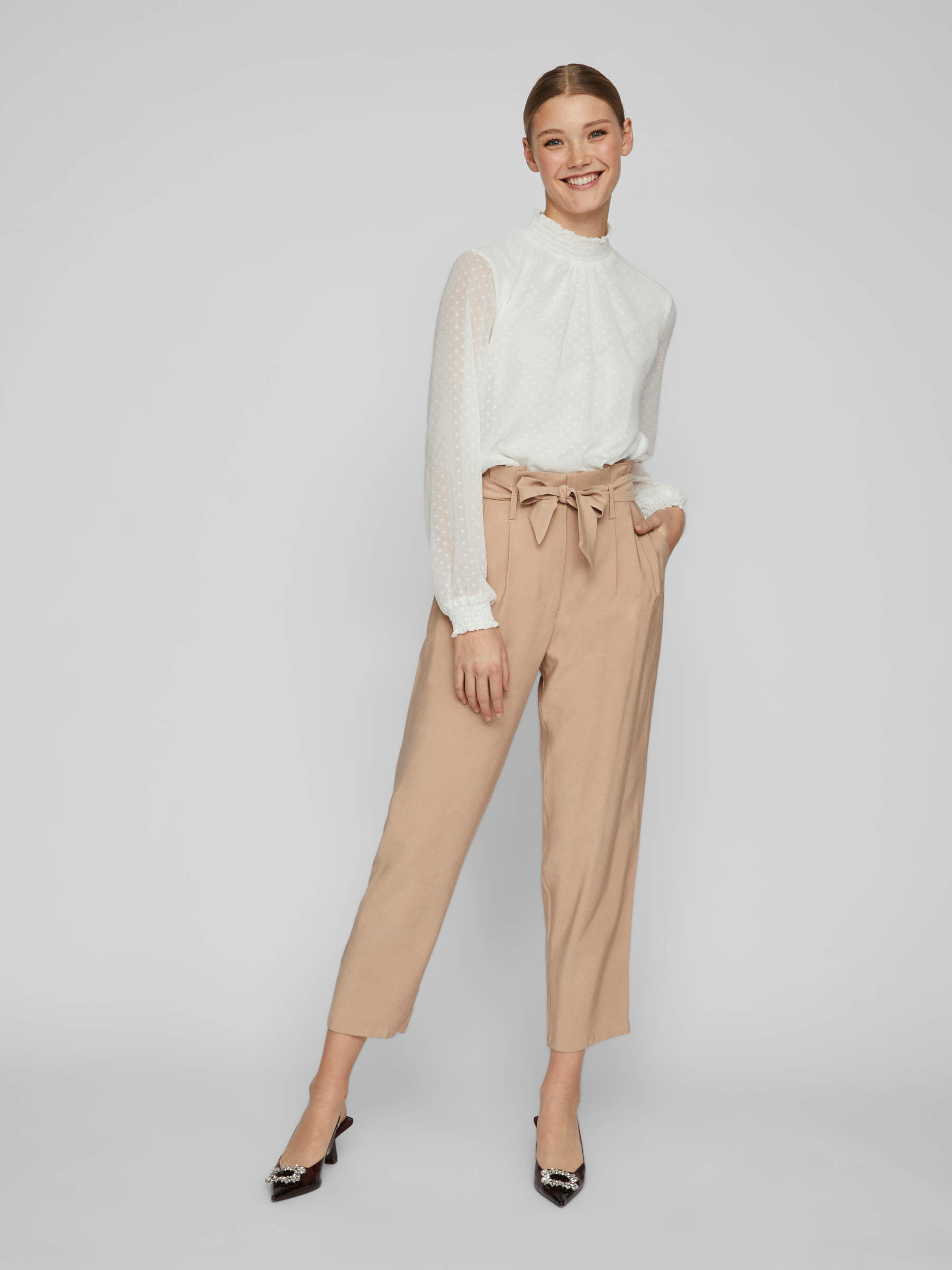 BOSS  Relaxedfit trousers in cotton with paperbag waist