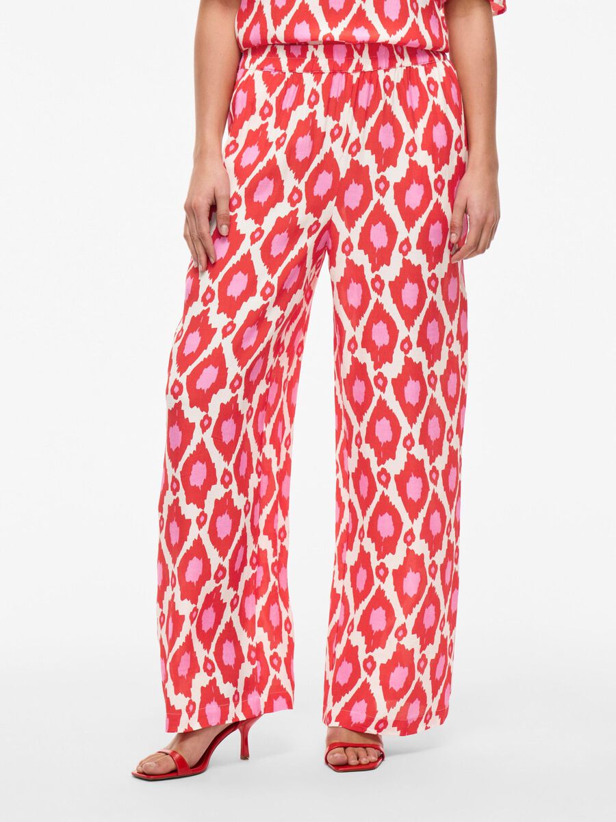 VILA VIKIKKI HIGH WAIST WIDE-LEG TROUSERS, Aurora Red, highres - 14109539_AuroraRed_1213996_003.jpg