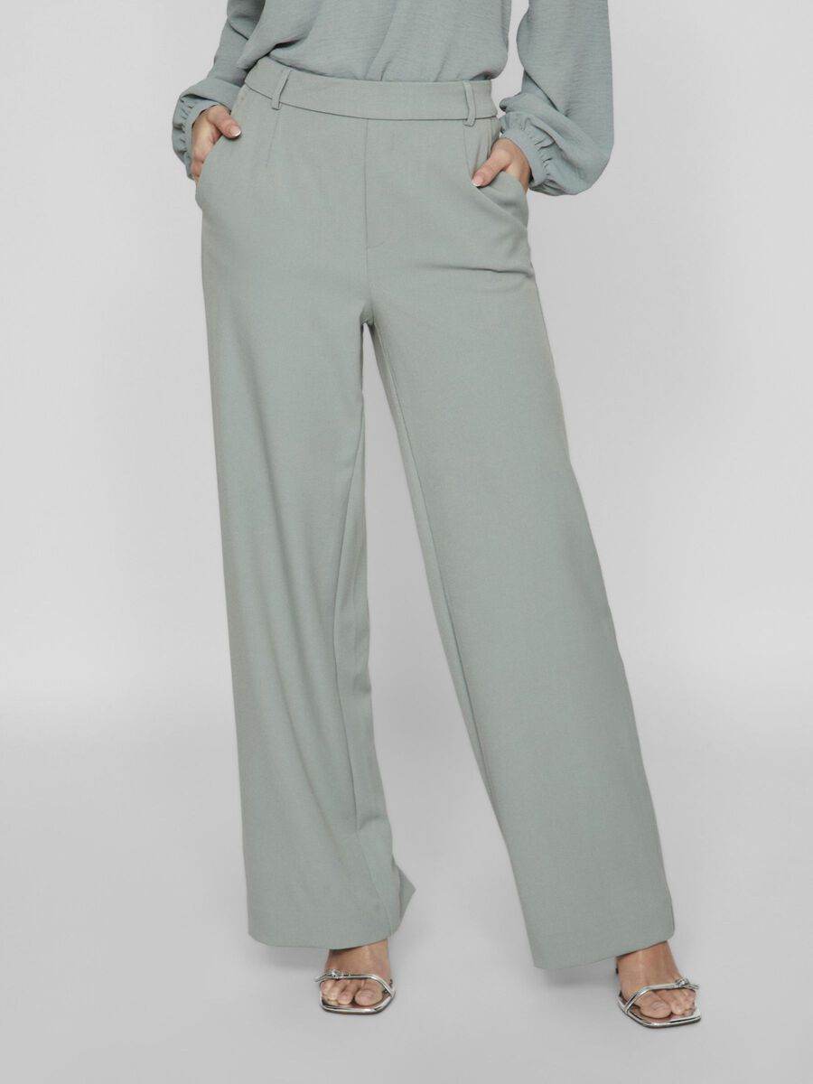 VILA VIVARONE HIGH WAIST HOSE MIT WEITEM BEIN, Chinois Green, highres - 14087407_ChinoisGreen_003.jpg