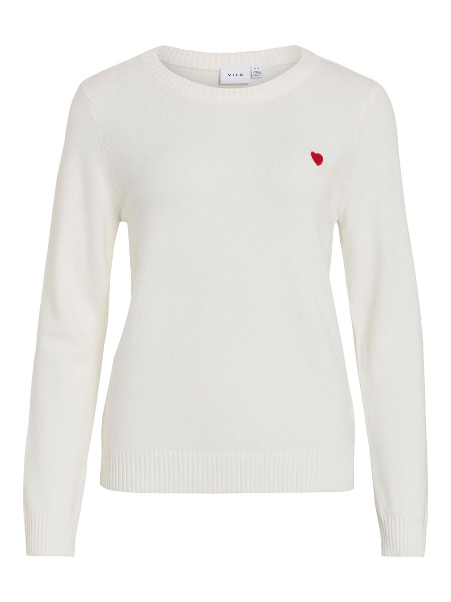 VILA ROUND NECK KNITTED PULLOVER, White Alyssum, highres - 14110910_WhiteAlyssum_1229779_001.jpg