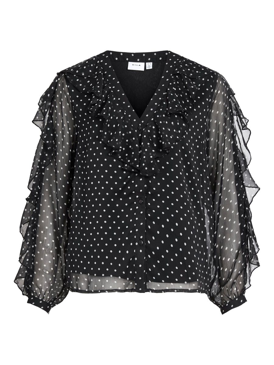 Product carousel image - VIHARLEY V-NECK LONG SLEEVED SHIRT, Black | 1