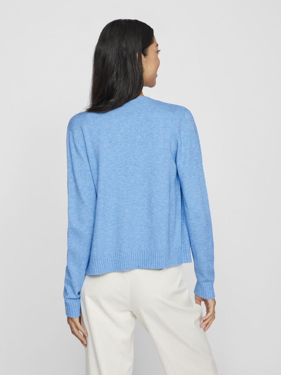 VILA VIRIL KURZER OFFENER STRICKJACKE, Blissful Blue, highres - 14060800_BlissfulBlue_972258_004.jpg
