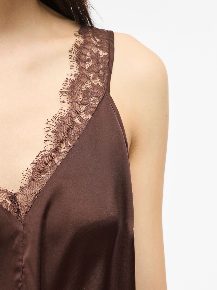 Carousel image - VISOFIE V-NECK SLEEVELESS TOP, Coffee Bean | 3
