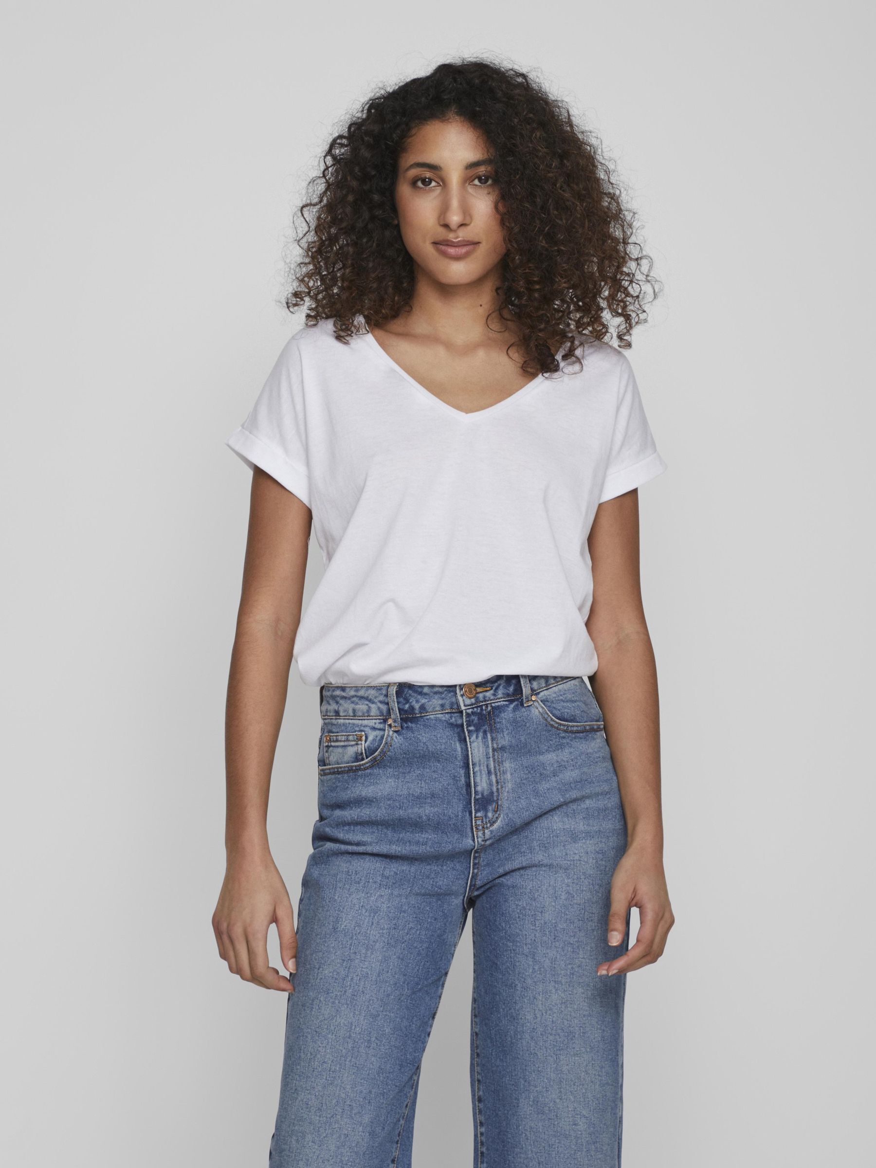 BASIC V-NECK T-SHIRT (White) | Vila