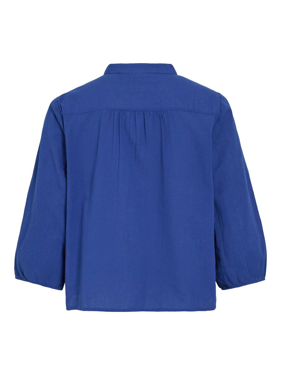 VILA VIPETRA SPLIT NECK 3/4 SLEEVED TOP, Mazarine Blue, highres - 14110055_MazarineBlue_002.jpg