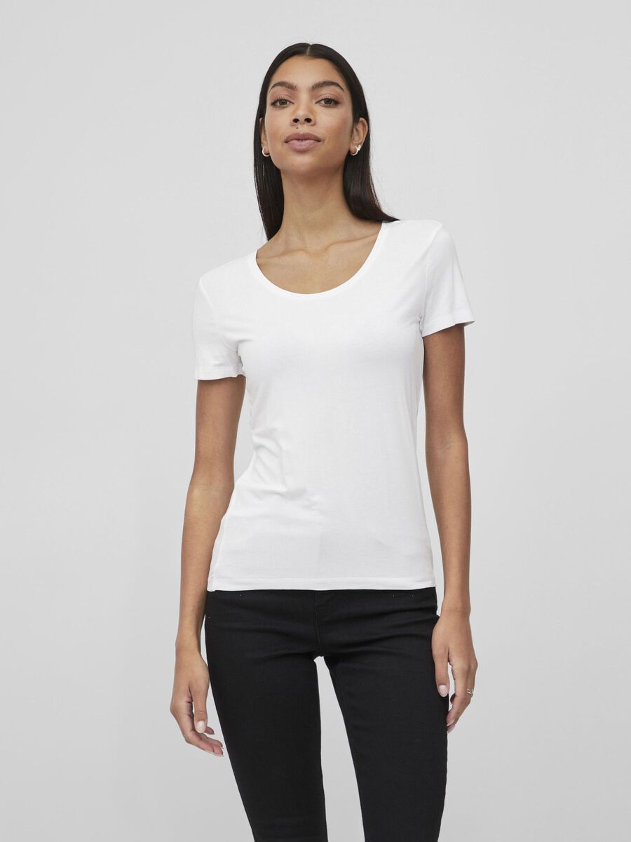 Vila BASIC SHORT SLEEVED TOP, Optical Snow, highres - 14083283_OpticalSnow_003.jpg