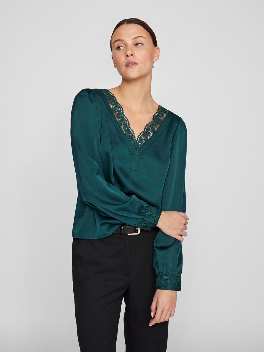VILA V-NECK LONG SLEEVED TOP, Ponderosa Pine, highres - 14106180_PonderosaPine_003.jpg