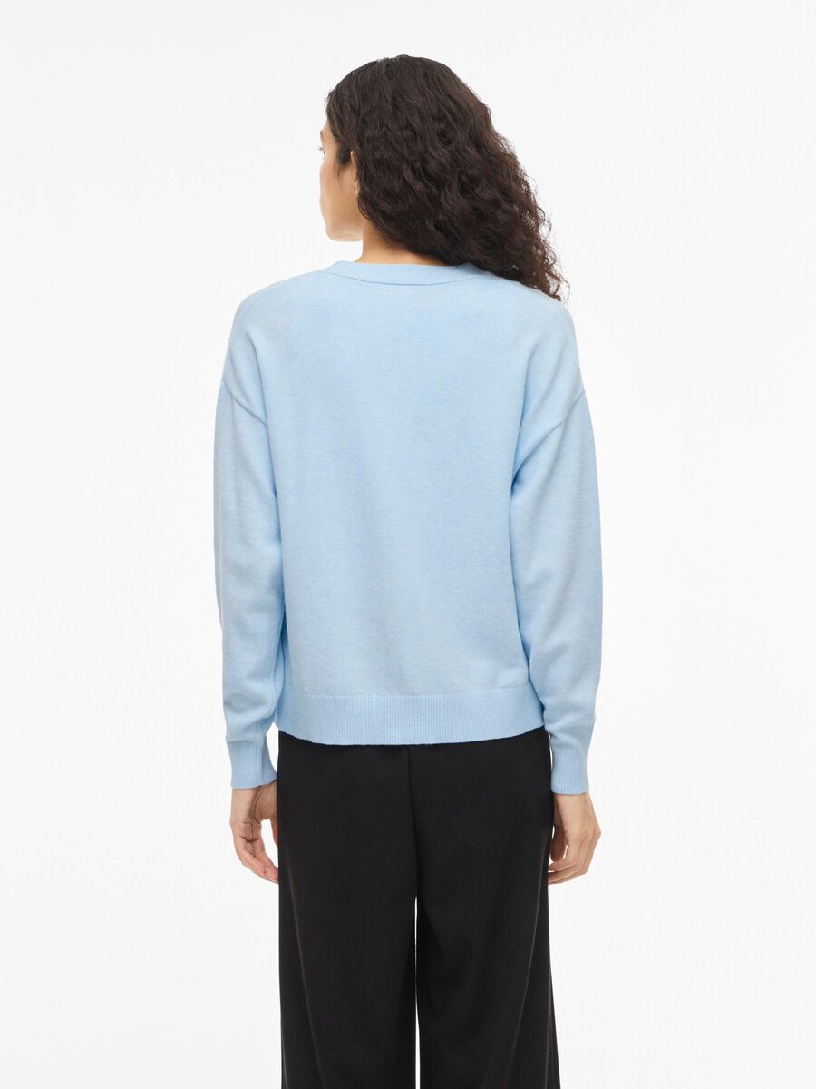 Product carousel image - VIRIL - COL EN V CARDIGAN EN MAILLE, Nantucket Breeze | 2