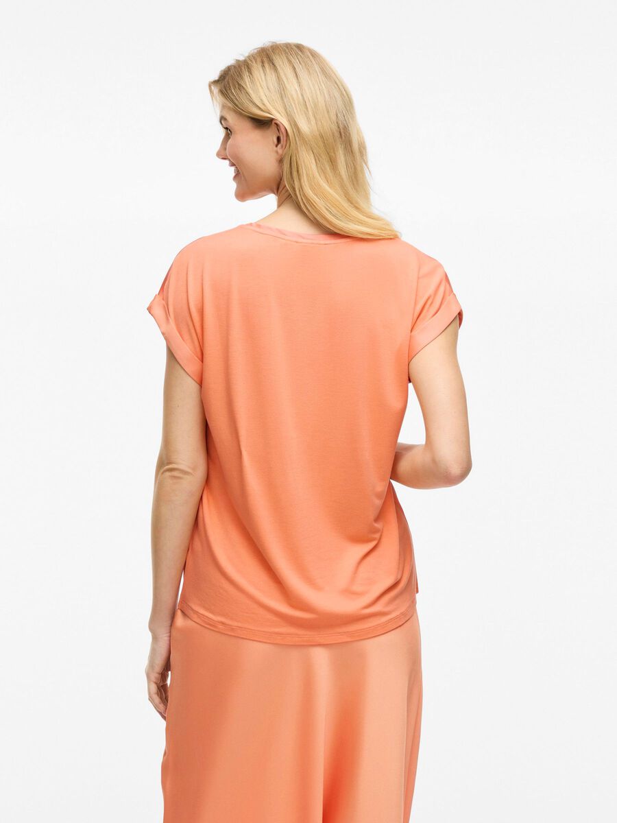 VILA VIELLETTE SHORT SLEEVED TOP, Cadmium Orange, highres - 14059563_CadmiumOrange_004.jpg