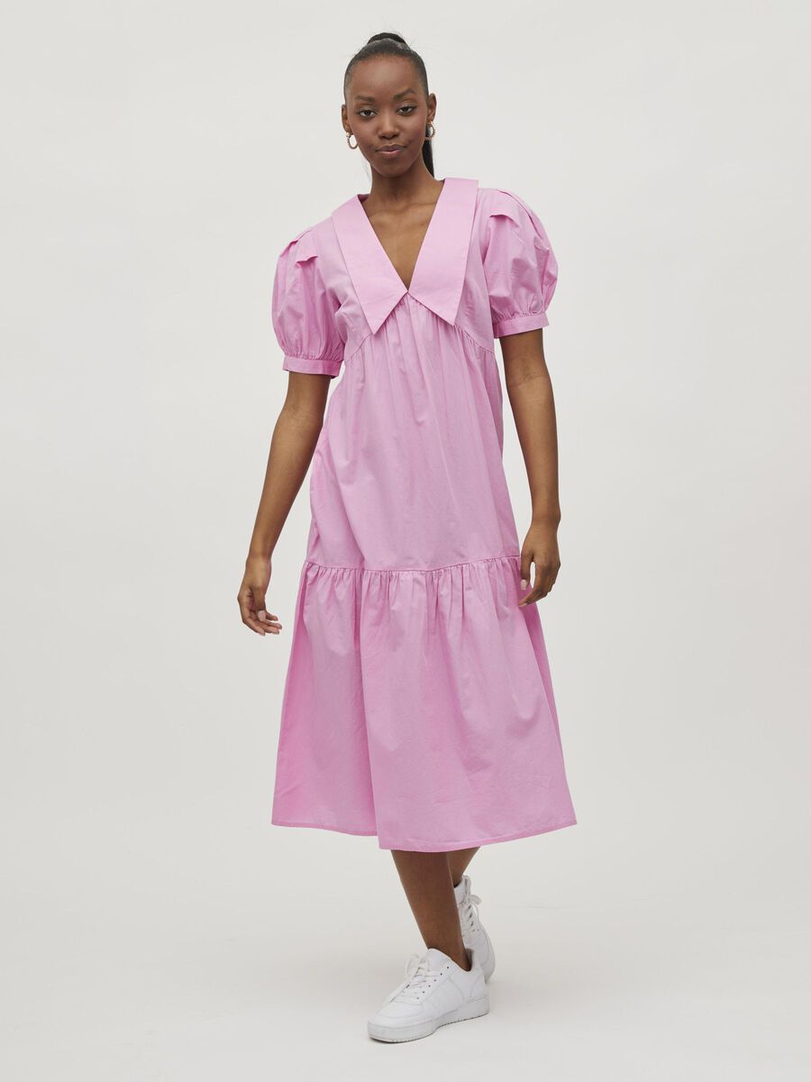 Vila SHORT SLEEVED MIDI DRESS, Fuchsia Pink, highres - 14073827_FuchsiaPink_003.jpg
