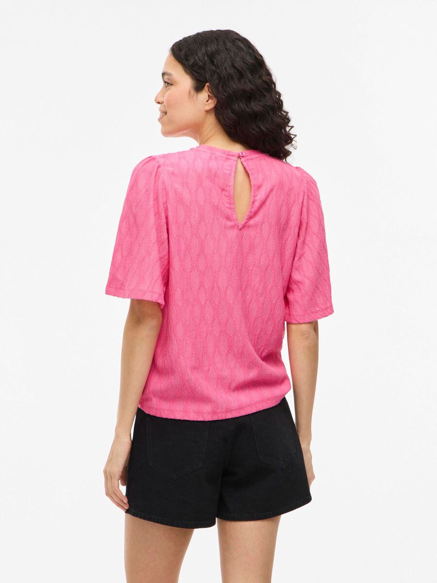 VILA VIASHINA ROUND NECK SHORT SLEEVED TOP, Sangria Sunset, highres - 14110247_SangriaSunset_004.jpg