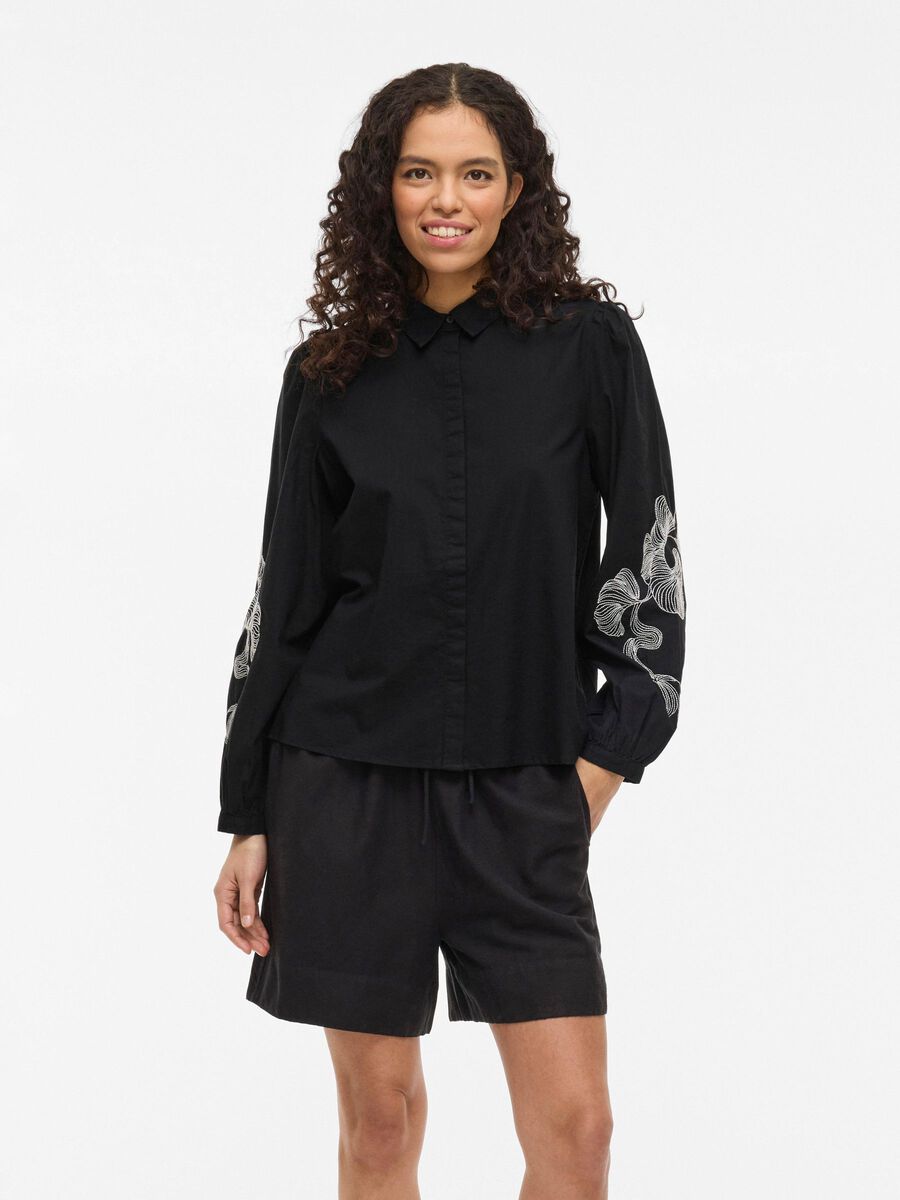 VILA EMBROIDERED SHIRT, Black Beauty, highres - 14106905_BlackBeauty_1191635_003.jpg