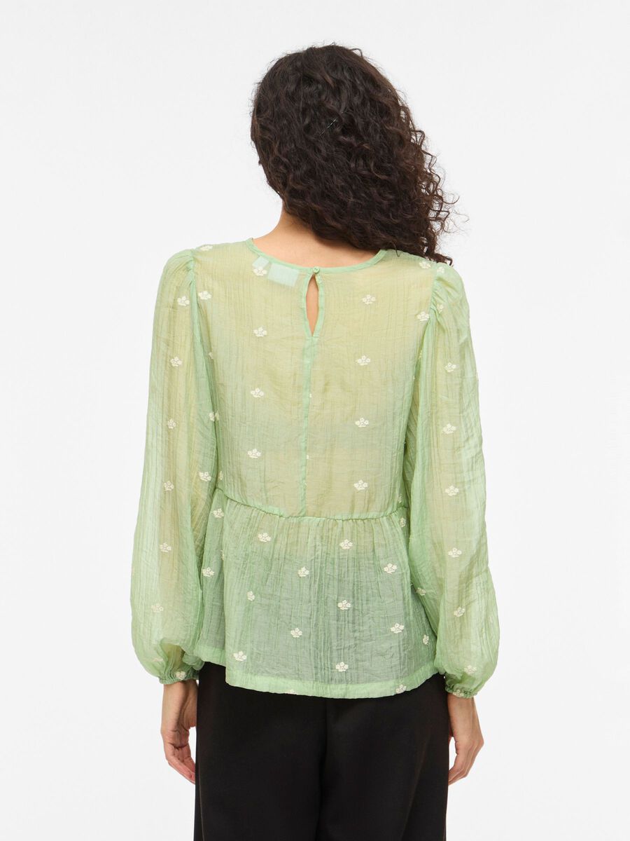 Product carousel image - VILULLI ROUND NECK LONG SLEEVED TOP, Smoke Green | 2