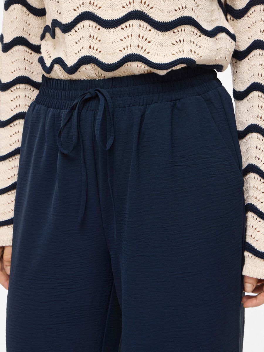 Carousel image - HIGH WAIST WIDE-LEG TROUSERS, Navy Blazer | 3