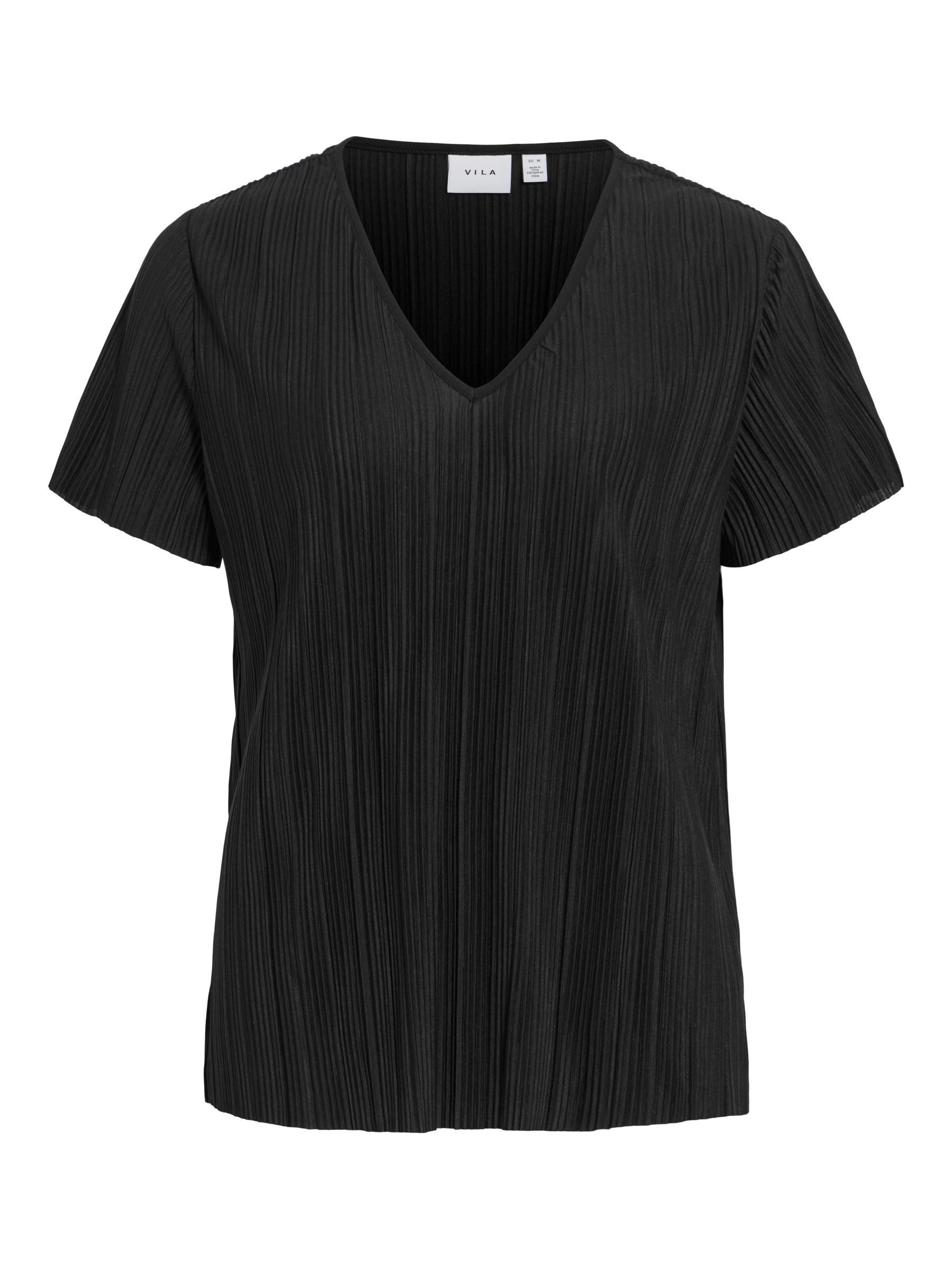 VIPLIS V-NECK SHORT SLEEVED TOP | Black | VILA®