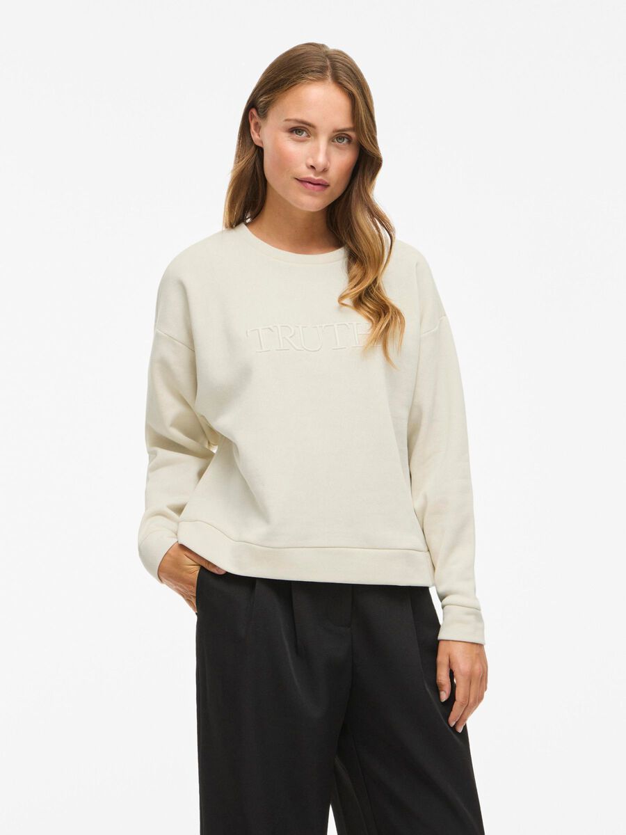 VILA VIELSK ROUND NECK LONG SLEEVED SWEATSHIRT, Birch, highres - 14114050_Birch_1256097_003.jpg