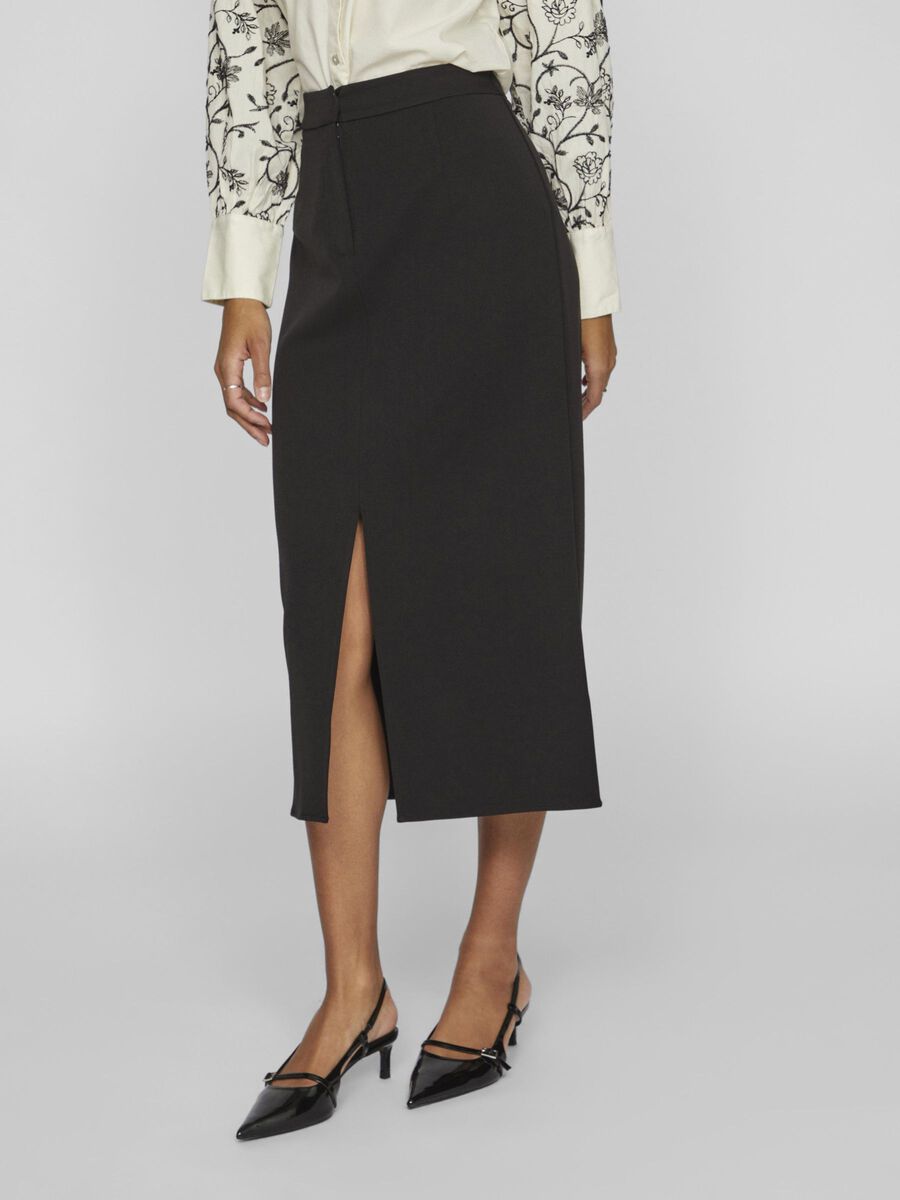 VILA HIGH WAIST MIDI SKIRT, Black, highres - 14099994_Black_003.jpg
