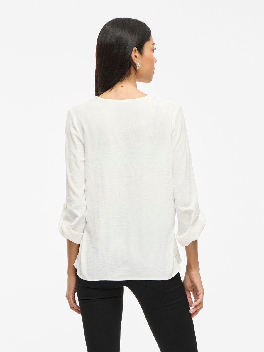 VILA VIJOSA V-NECK 3/4 SLEEVED TOP, Snow White, highres - 14102906_SnowWhite_004.jpg