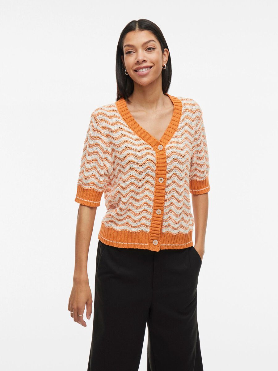 VILA SHORT SLEEVED KNITTED CARDIGAN, Golden Ochre, highres - 14104632_GoldenOchre_1164057_003.jpg
