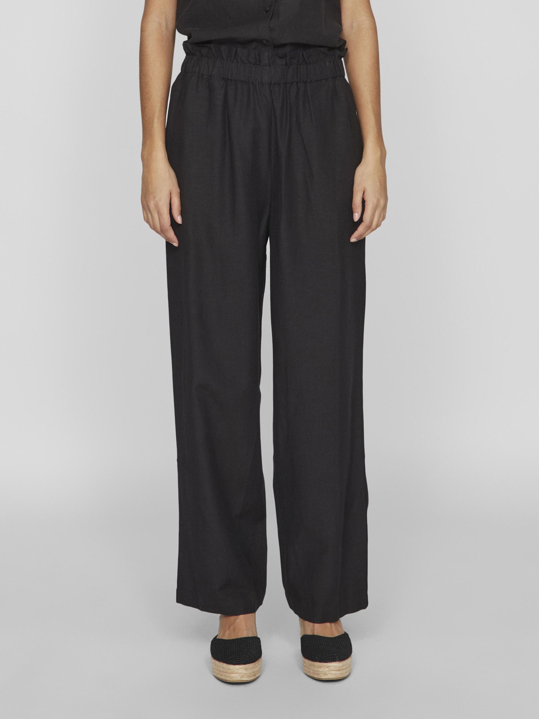 HIGH WAIST PAPERBAG TROUSERS Black VILA