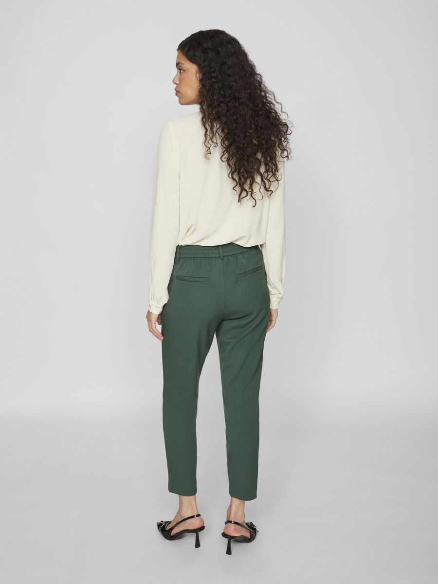 VILA VIVARONE SLIM FIT KORKEAVYÖTÄRÖISET HOUSUT, Pineneedle, highres - 14087406_Pineneedle_004.jpg
