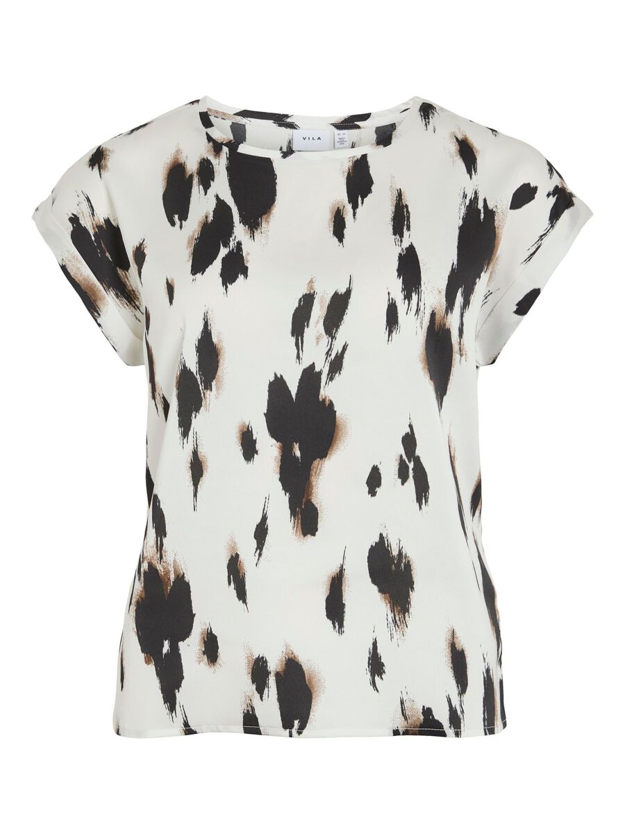 VILA VIELLETTE ROUND NECK SHORT SLEEVED TOP, Birch, highres - 14109246_Birch_1218933_001.jpg
