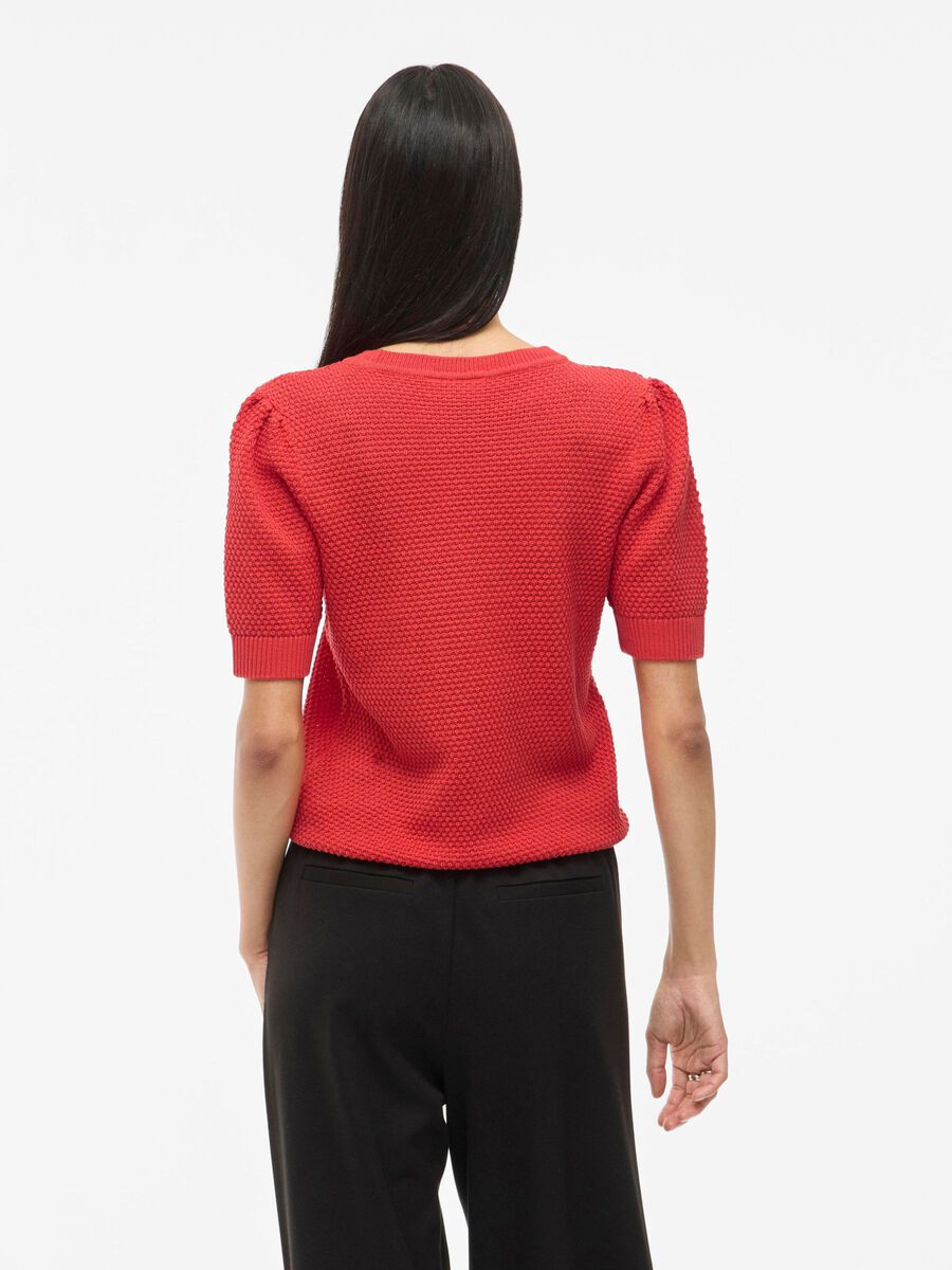 VILA SHORT-SLEEVED KNITTED TOP, Paprika, highres - 14084421_Paprika_004.jpg