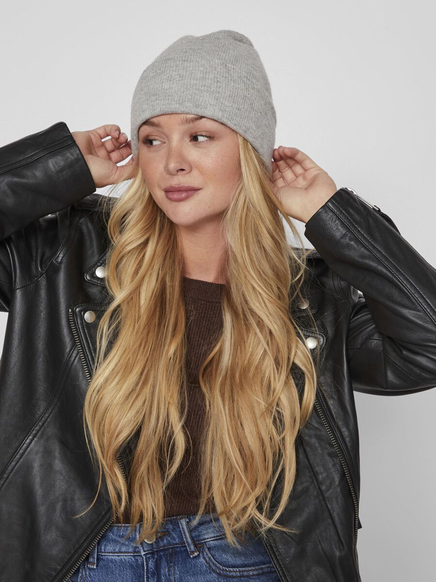 Vila KNITTED BEANIE, Light Grey Melange, highres - 14088994_LightGreyMelange_003.jpg
