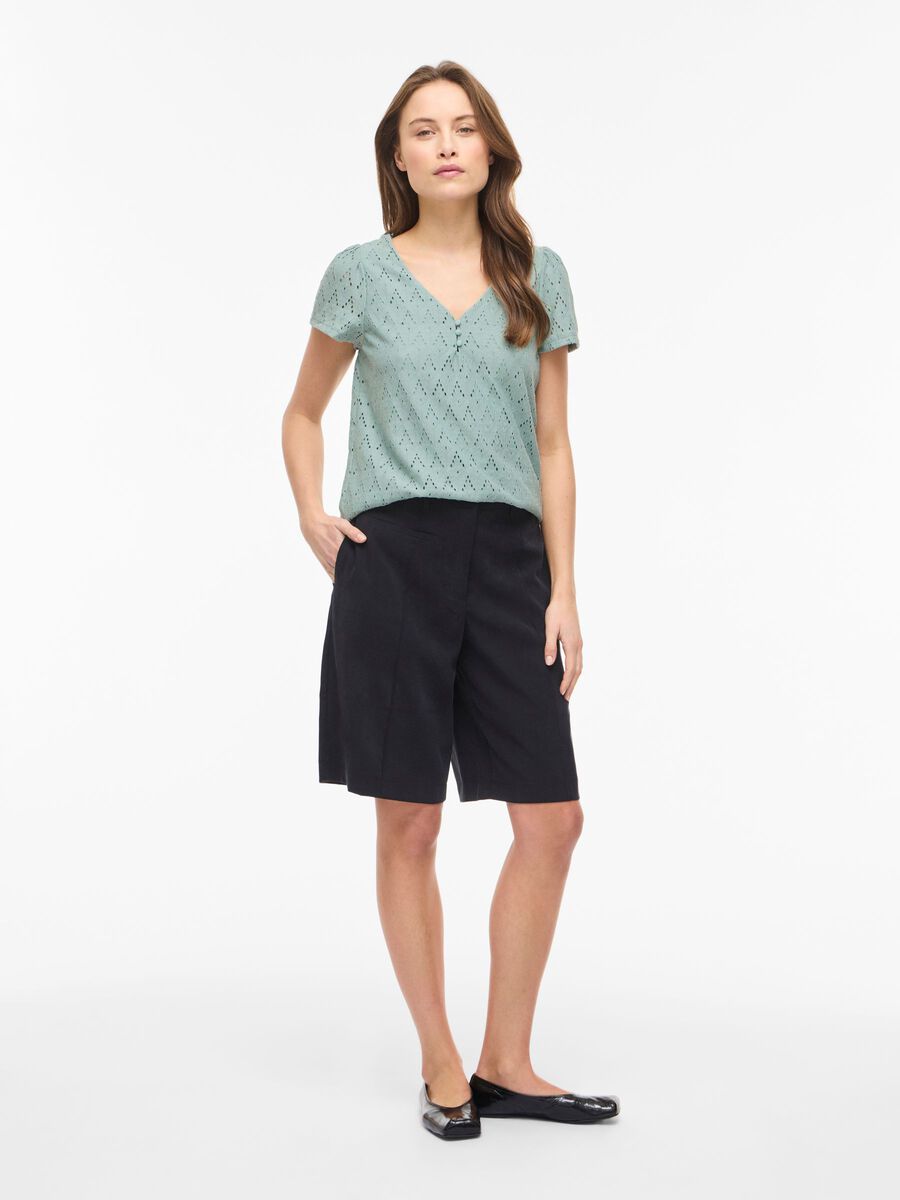 Carousel image - VIAMALINA DECOTE EM V TOP DE MANGA CURTA, Blue Surf | 4