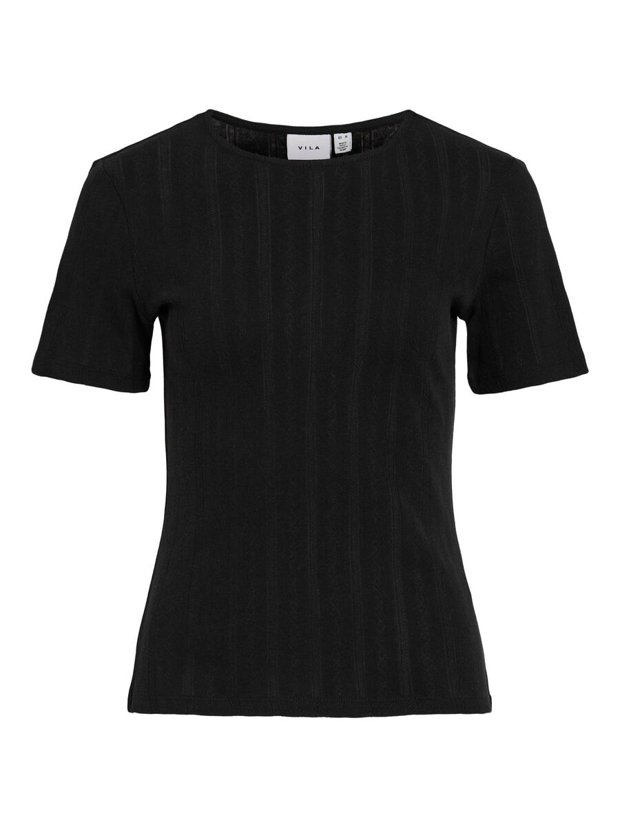 VILA ROUND NECK SHORT SLEEVED TOP, Black Beauty, highres - 14101755_BlackBeauty_001.jpg