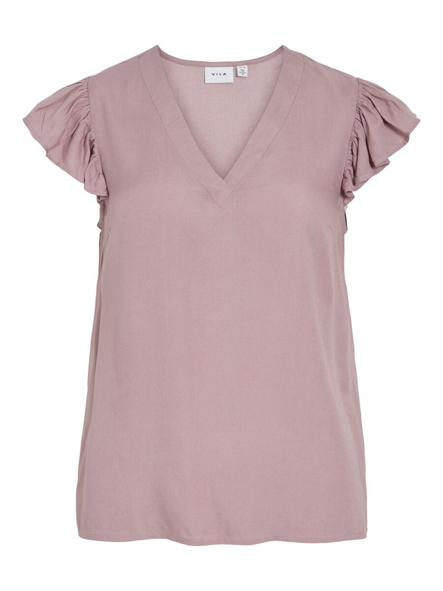 VILA VILIKA V-NECK CAP SLEEVE TOP, Toadstool, highres - 14112802_Toadstool_001.jpg