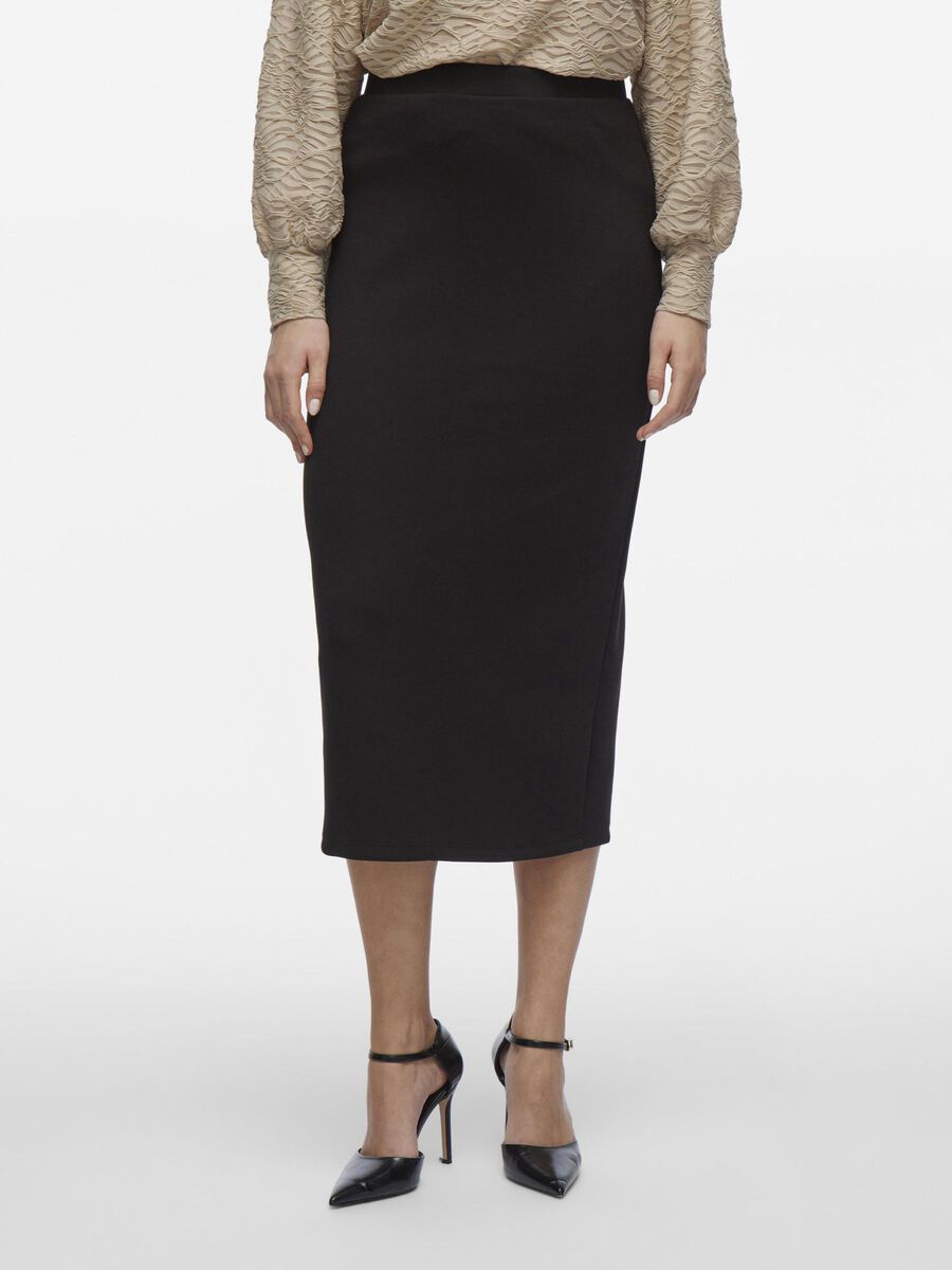 VILA HIGH WAIST MIDI SKIRT, Black, highres - 14106083_Black_003.jpg