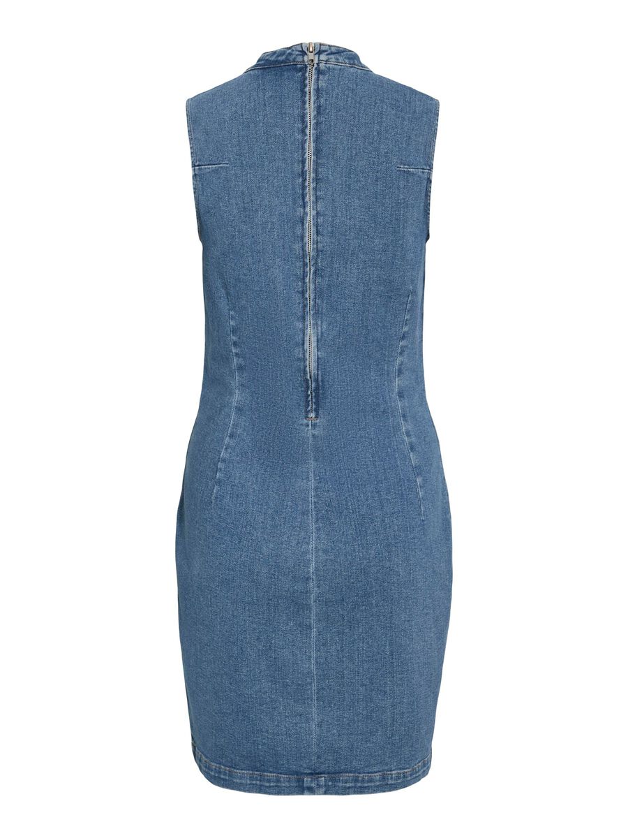 VILA VINONA SHORT DENIM DRESS, Medium Blue Denim, highres - 14113657_MediumBlueDenim_002.jpg