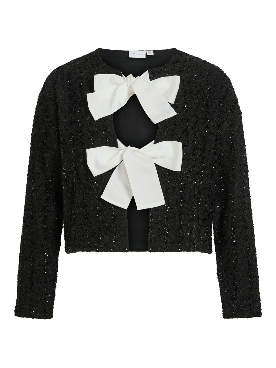 Product carousel image - VIOTTA BOW-DETAILED CARDIGAN, Black | 1