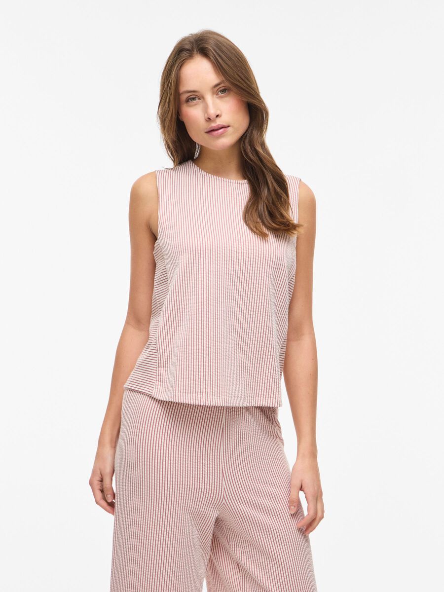 Product carousel image - VISTRIPLO STRIPED SLEEVELESS TOP, Holly Berry | 1