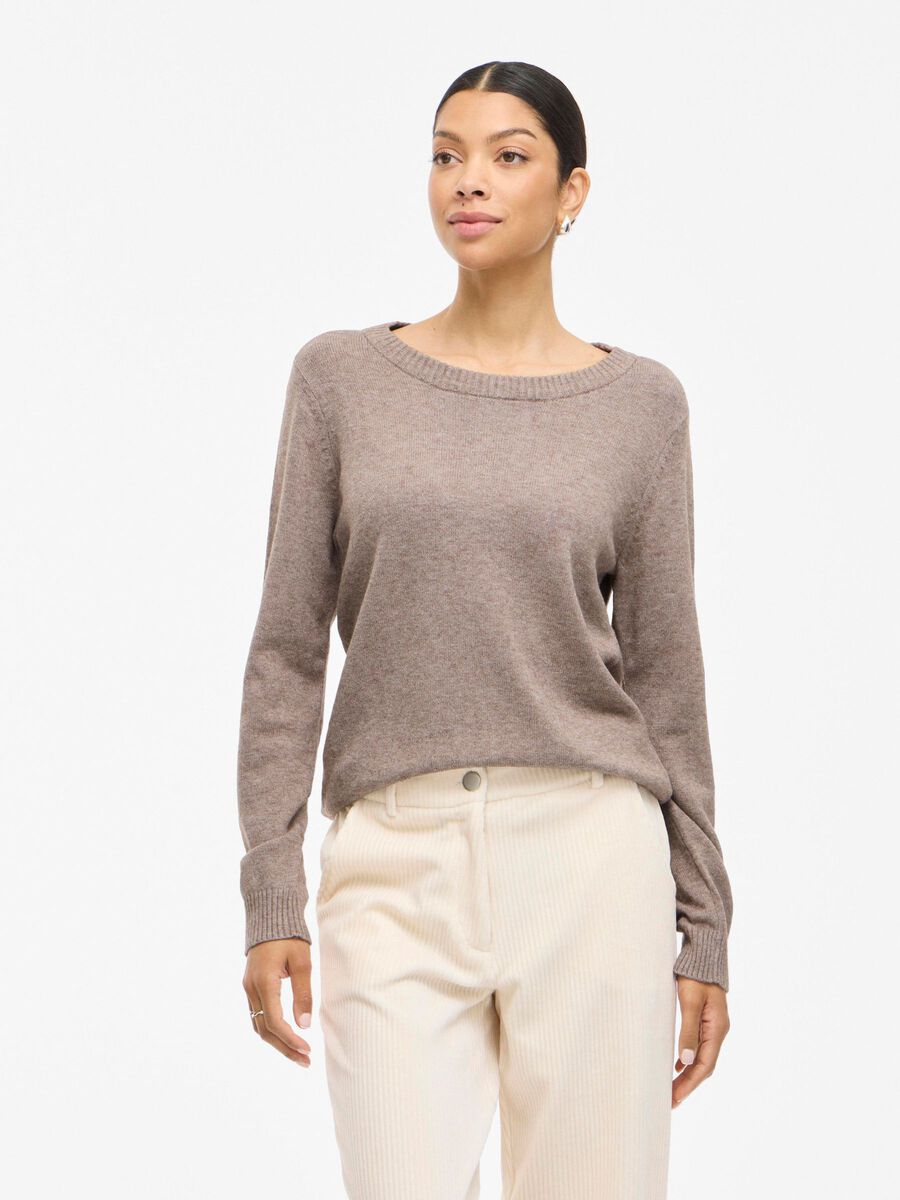 VILA VIRIL ROUND NECK KNITTED PULLOVER, Falcon, highres - 14054177_Falcon_714851_003.jpg