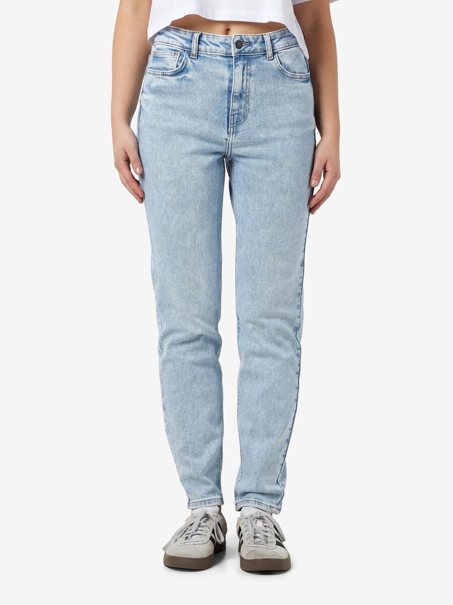 Noisy May NMMONI CROPPAD HÖG MIDJA STRAIGHT FIT-JEANS, Light Blue Denim, highres - 27029555_LightBlueDenim_003.jpg