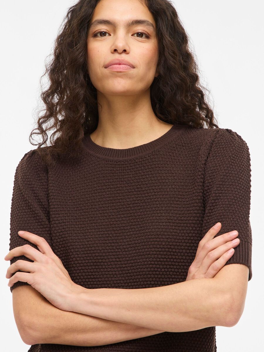 Carousel image - SHORT-SLEEVED KNITTED TOP, Coffee Bean | 3