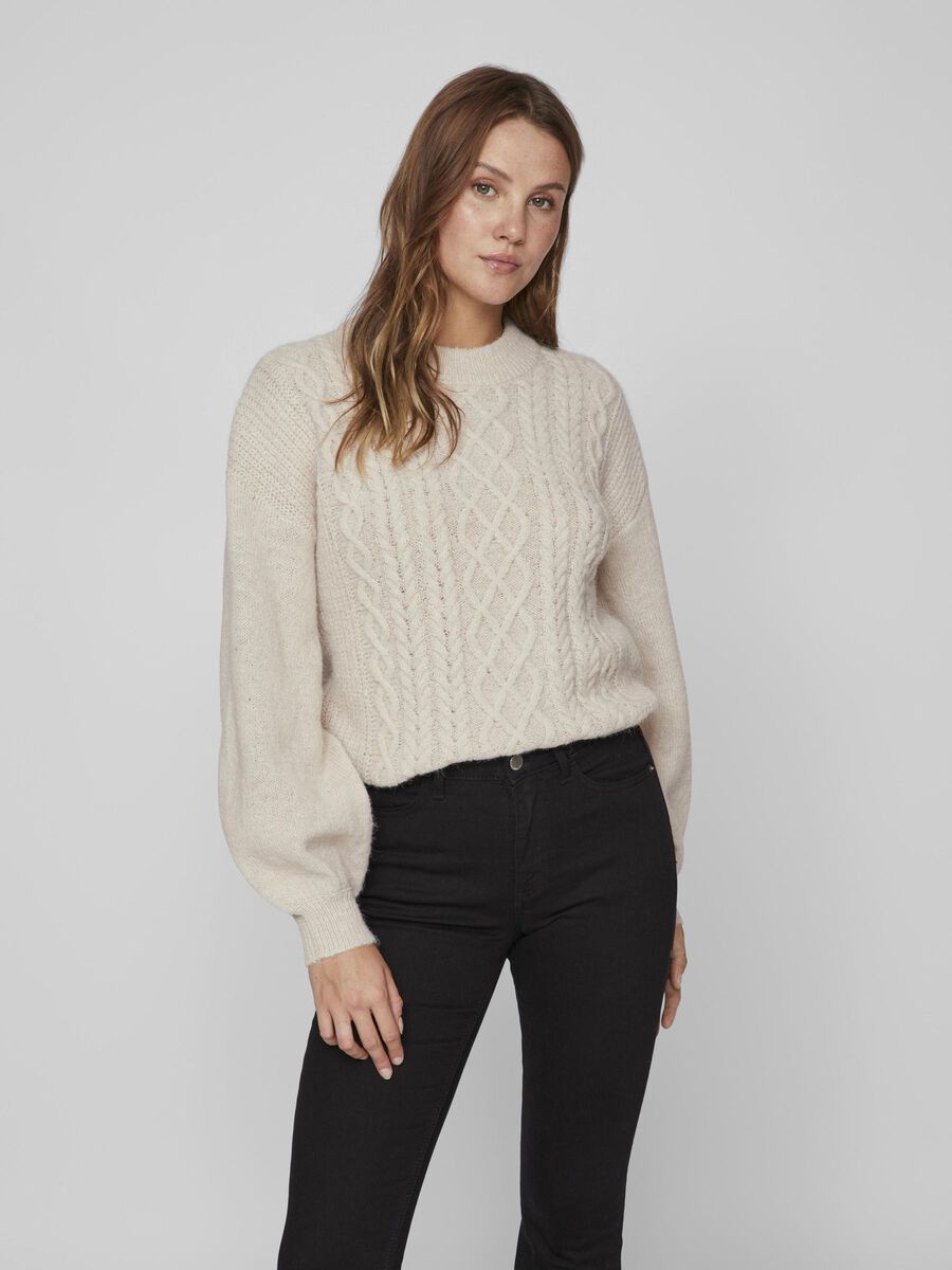 Vila CABLE KNITTED PULLOVER, Birch, highres - 14084204_Birch_003.jpg