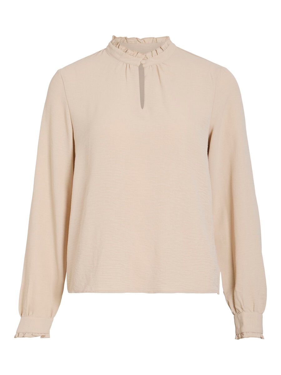 VILA HIGH NECK LONG SLEEVED TOP, Birch, highres - 14109876_Birch_001.jpg