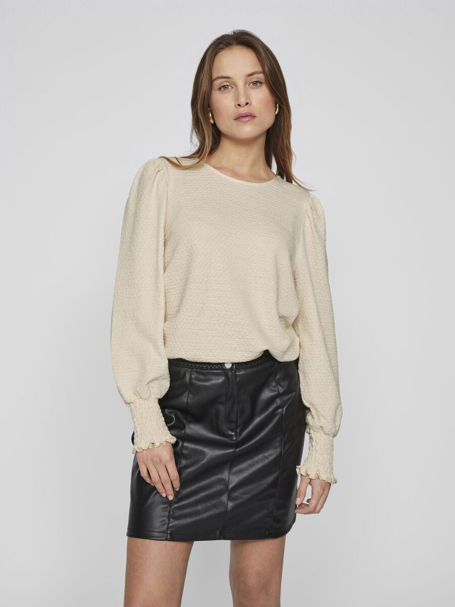 VILA ROUND NECK LONG SLEEVED TOP, Birch, highres - 14102354_Birch_003.jpg