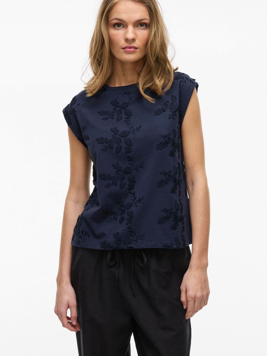 Carousel image - ROUND NECK SLEEVELESS TOP, Navy Blazer | 5