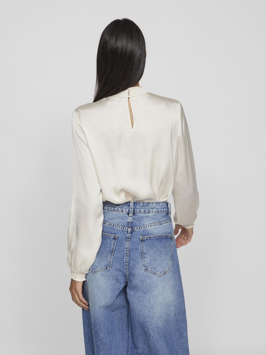 VILA HIGH NECK LONG SLEEVED BLOUSE, Birch, highres - 14103232_Birch_004.jpg