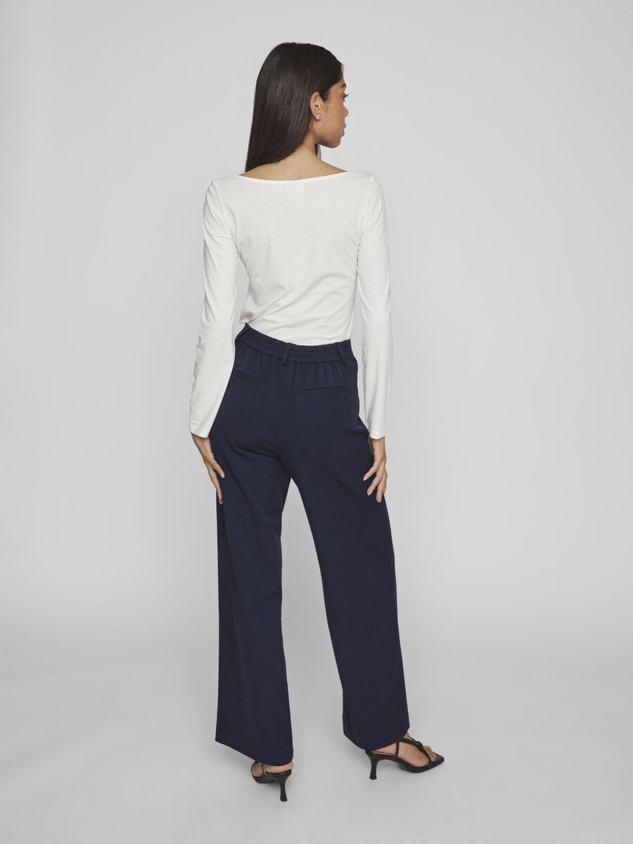 VILA VIVARONE HØJTALJET BREDE BUKSER, Navy Blazer, highres - 14087407_NavyBlazer_004.jpg