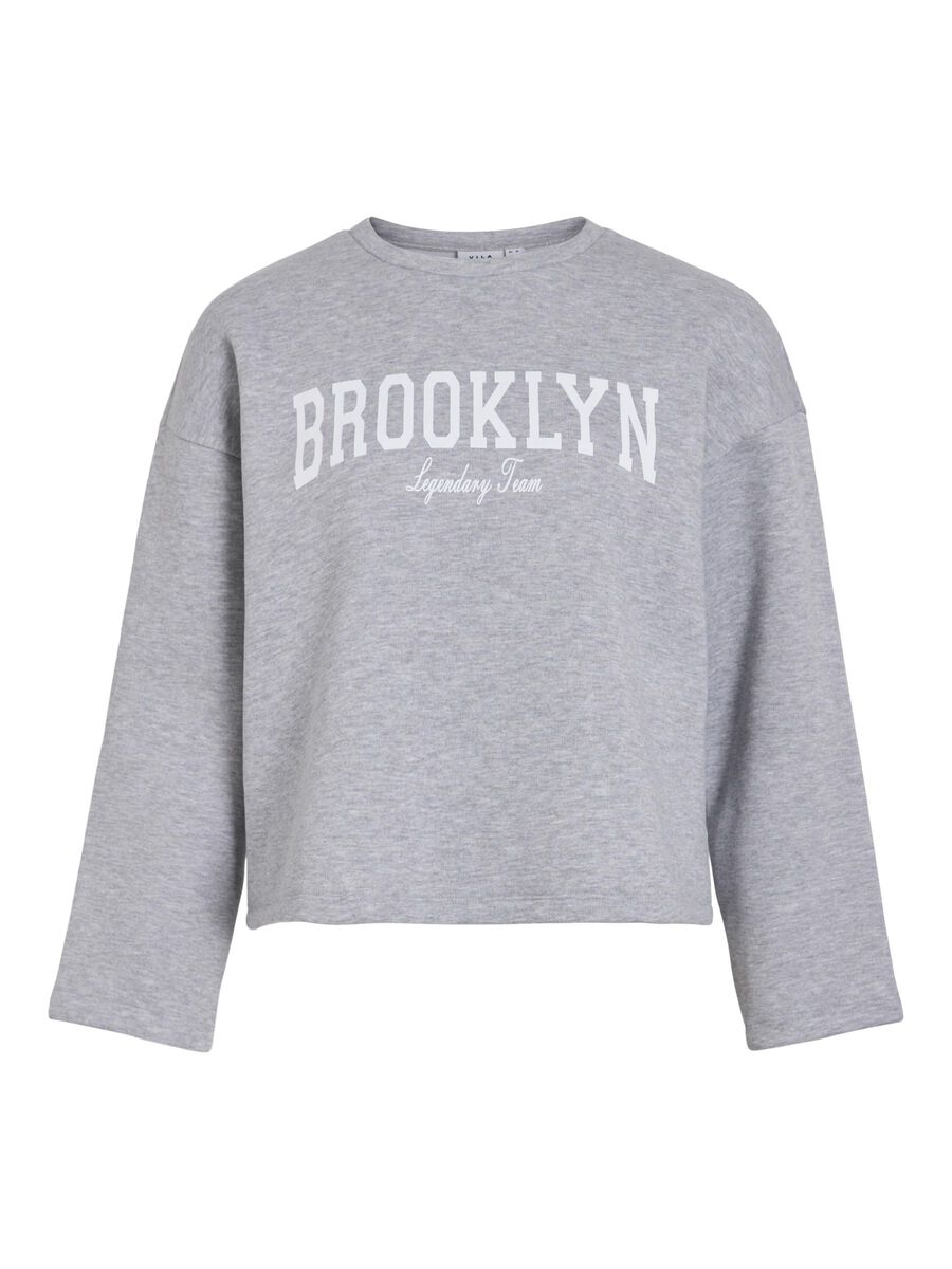 VILA COL ROND SWEAT-SHIRT, Light Grey Melange, highres - 14110530_LightGreyMelange_1222596_001.jpg