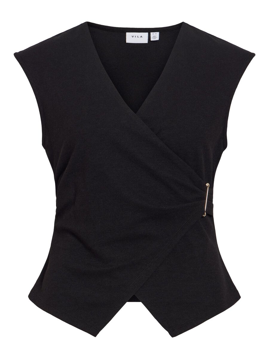 Product carousel image - VIANNI, CUELLO EN V TOP SIN MANGAS, Black | 1