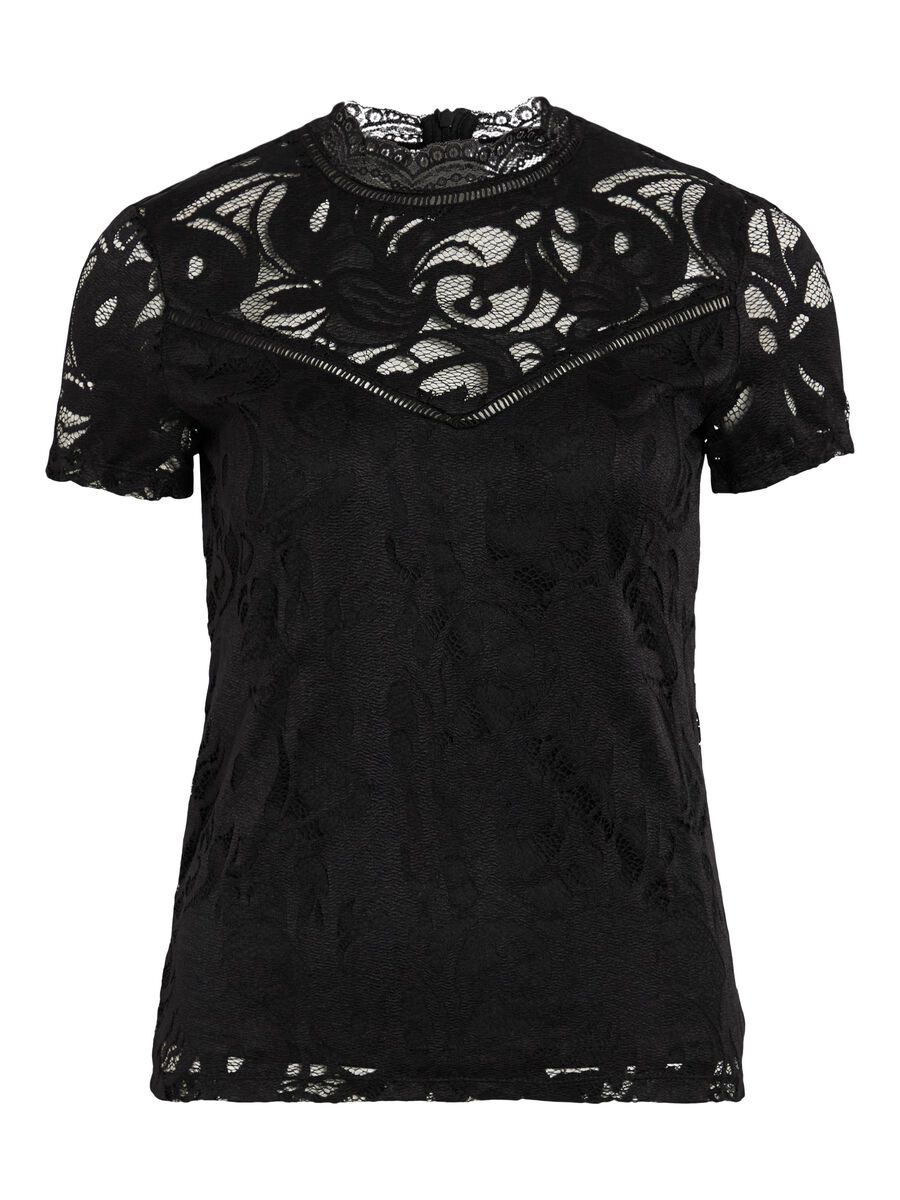 VILA VISTASIA LACE SHORT SLEEVED TOP, Black, highres - 14049852_Black_001.jpg