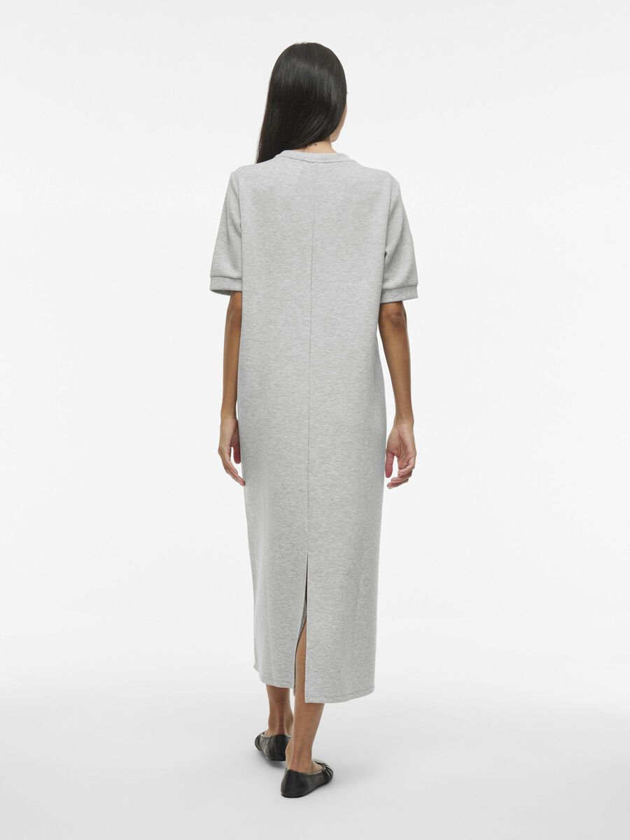 VILA KORTE MOUWEN MIDI JURK, Light Grey Melange, highres - 14107339_LightGreyMelange_004.jpg